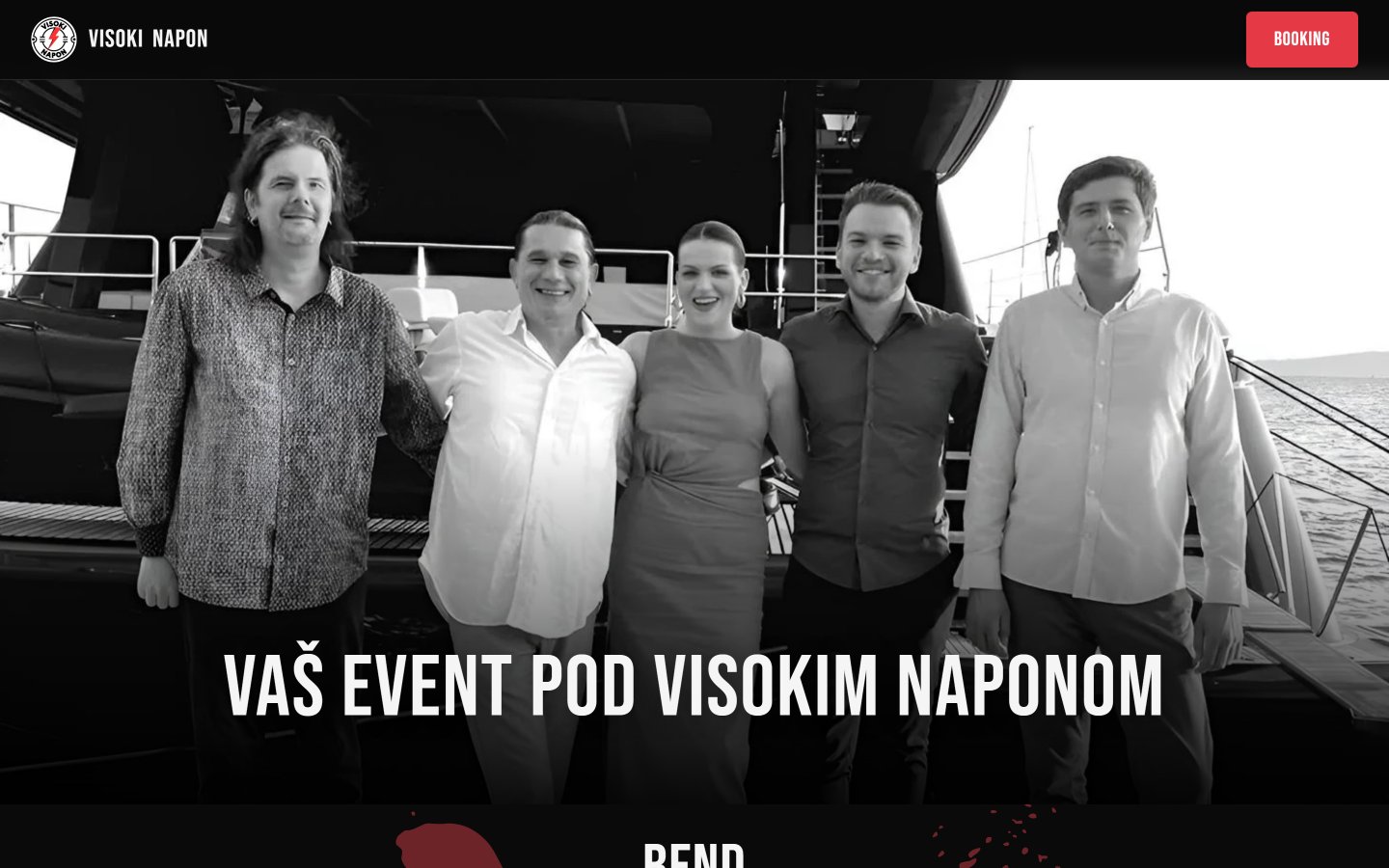 Naslovnica web stranice benda Visoki Napon iz Splita